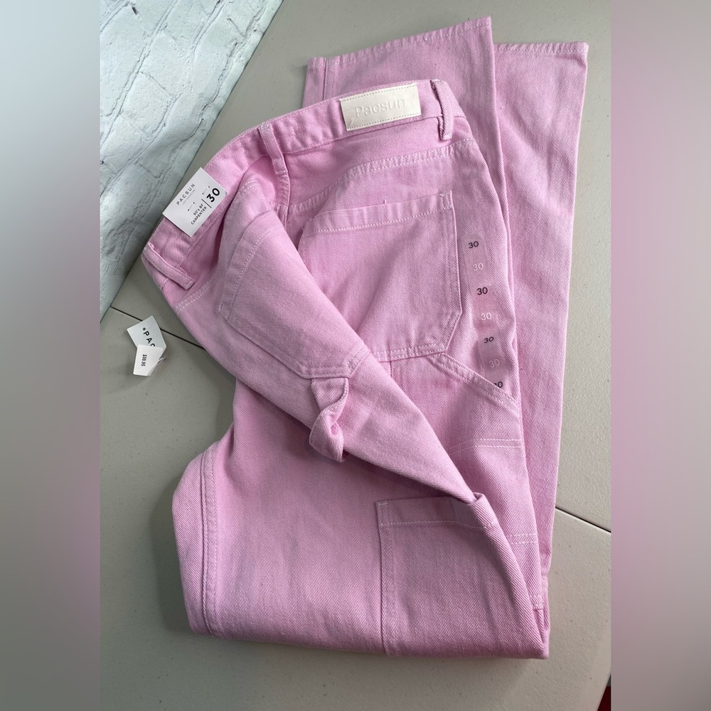 Pacsun Women's 90's BF Carpenter Size 30 Pink Lavender Jeans Pants NWT - Picture 7 of 13
